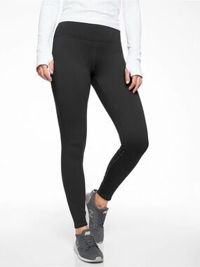 Athleta Black PrimaLoft Alpine Valley Tight Fleece Lined Leggings MP